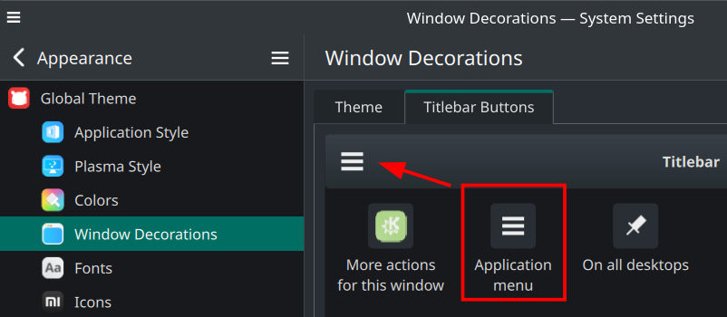 Screenshot 2: Adding Application Menu to Window Decorations