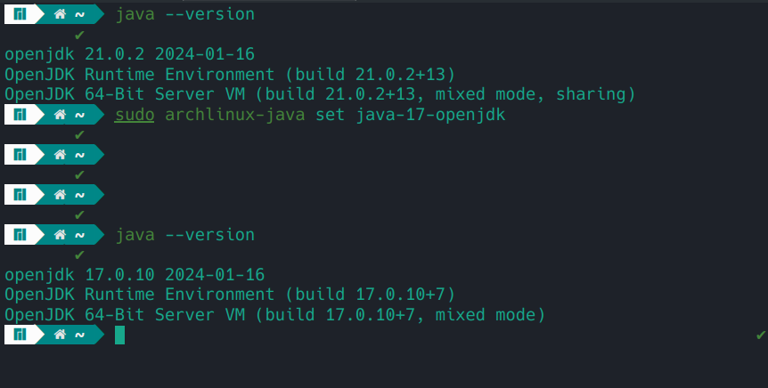 switch between Java versions